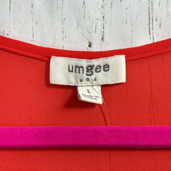 Umgee Linen Blend Boho Dolman Neon Orange High Low Minimalist Top Blouse - Picture 6 of 12